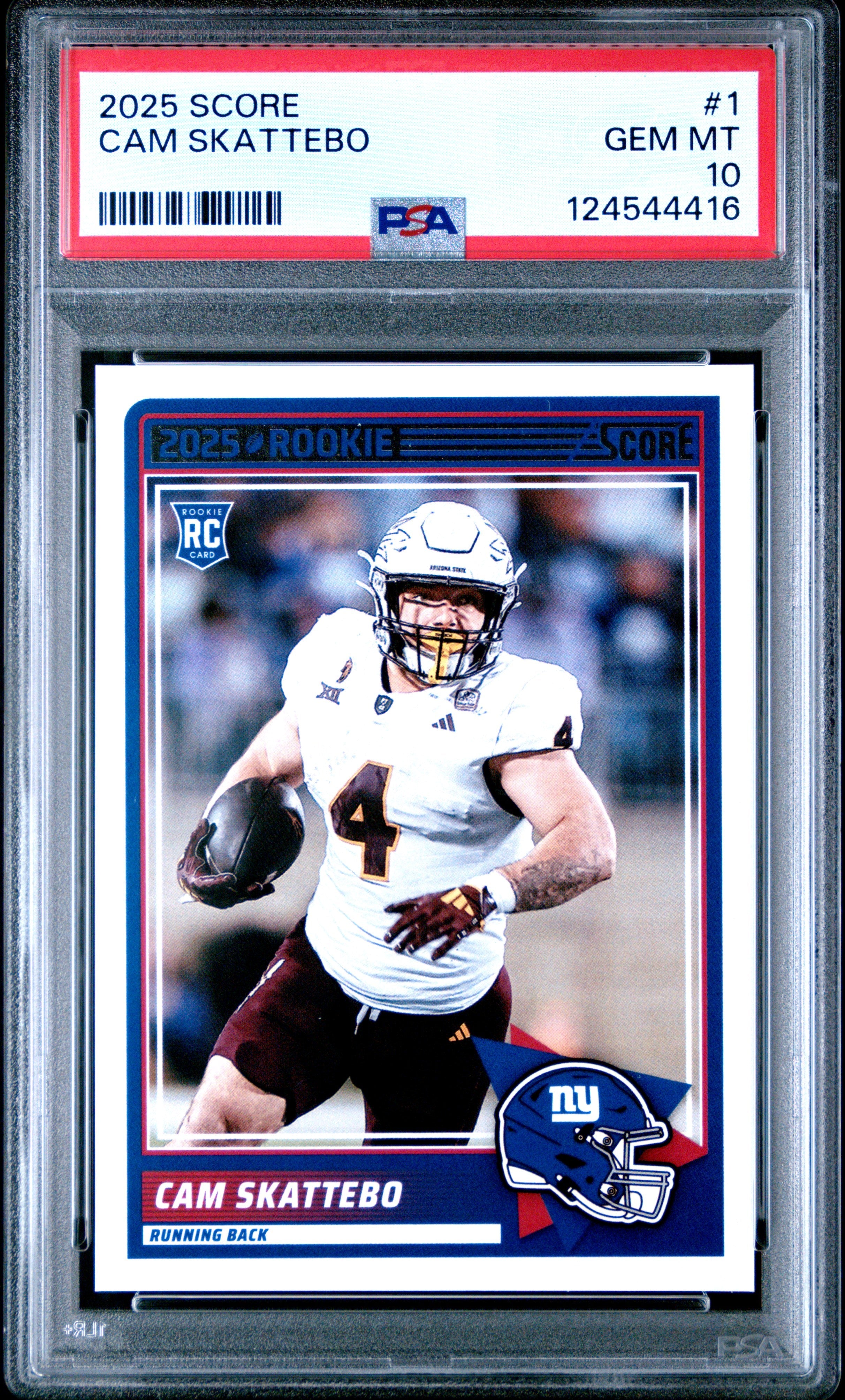 Graded 2025 Panini Score Cam Skattebo #1 Rookie RC Football Card PSA 1 Graded 2025 Panini Score Cam Skattebo #1 Rookie RC Football Card PSA 1