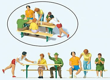 Preiser 10702 HO Scale In the Beer Garden -- Set #2 pkg(6)