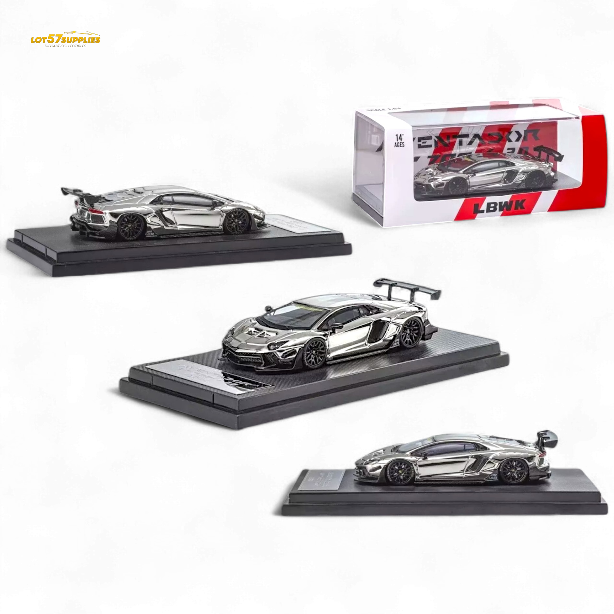 Star Model 1:64 Aventador LBWK LP700-4 Chrome Silver 1:64