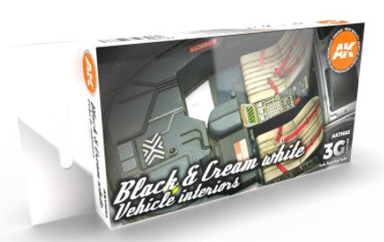 AK Interactive 11683 Cars & Civil Vehicles Series: Black & Cream White Interiors