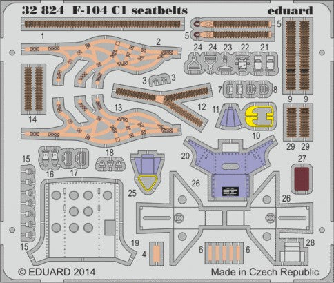 Eduard 32824 1/32 Aircraft- F104C1 Seatbelts for ITA (Painted)