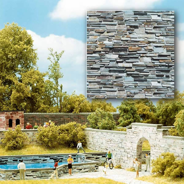 Busch 7421 HO Scale Wall Card 8-1/4" x 5-13/16" Layered Stone /2
