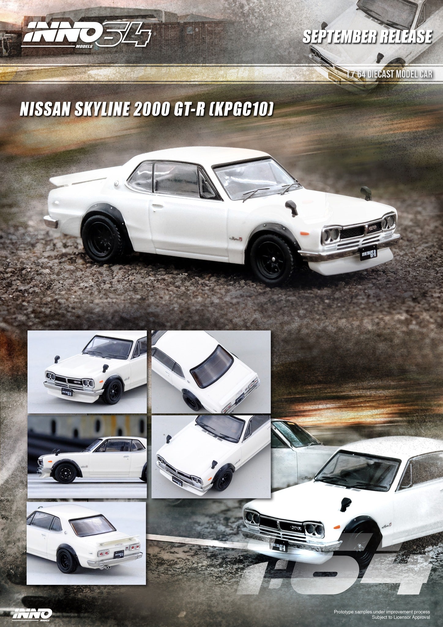 Inno64 Nissan Skyline 2000 GT-R (KPGC10) in White 1:64