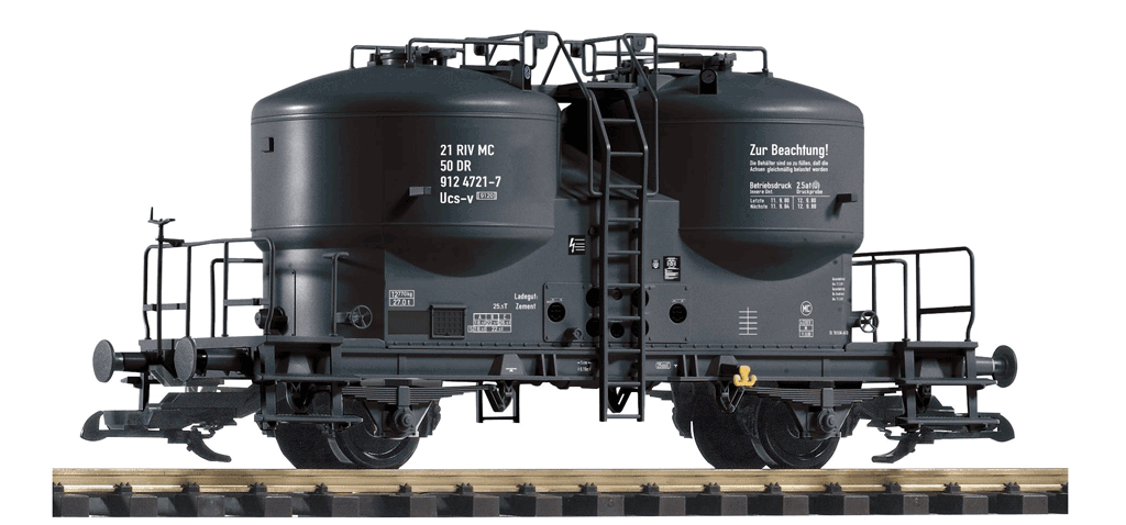 PIKO 37796 G Scale DR IV Cement Silo Car Gray Chassis