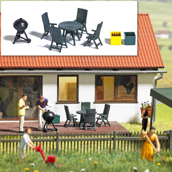 Busch 1190 HO Scale Garden Party/Barbecue Set