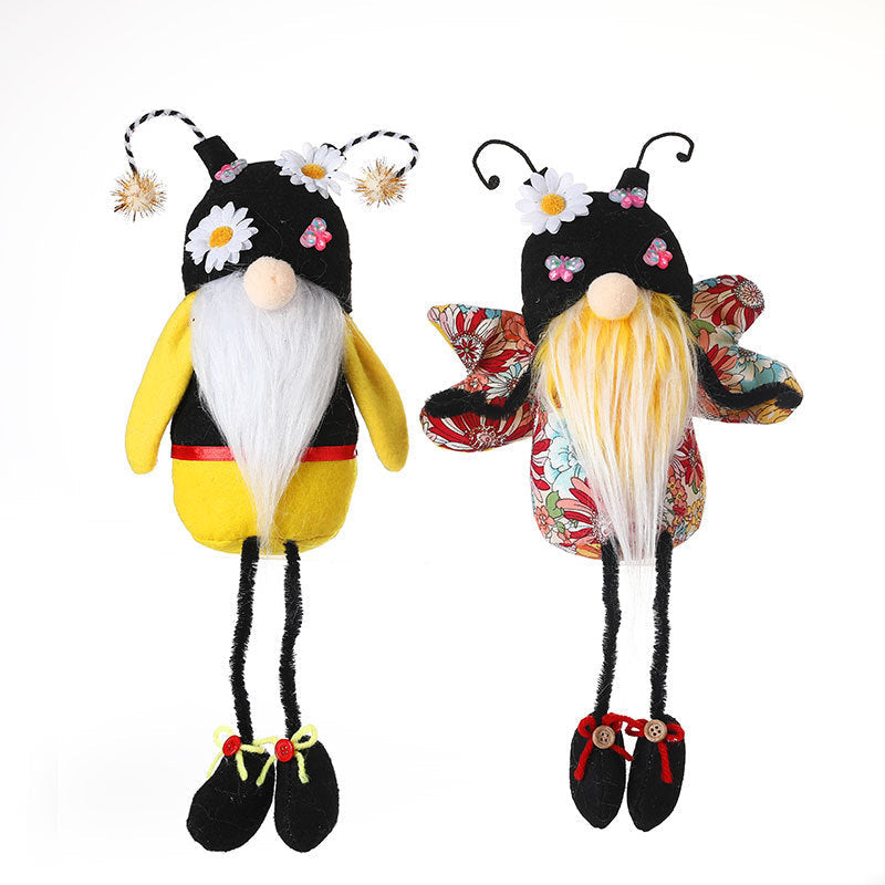 Bee-Themed Faceless Doll – Decorative Plush Toy with Long Legs