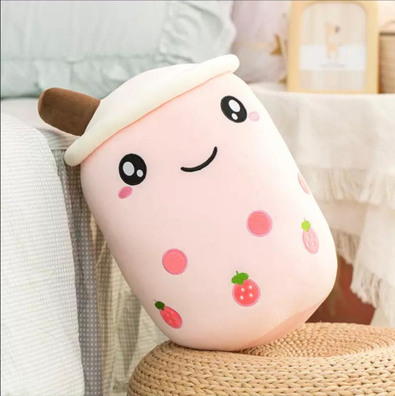 Milk Tea Cup Plush Pillow – Soft Fruit-Themed Creative Doll for Home Decor
