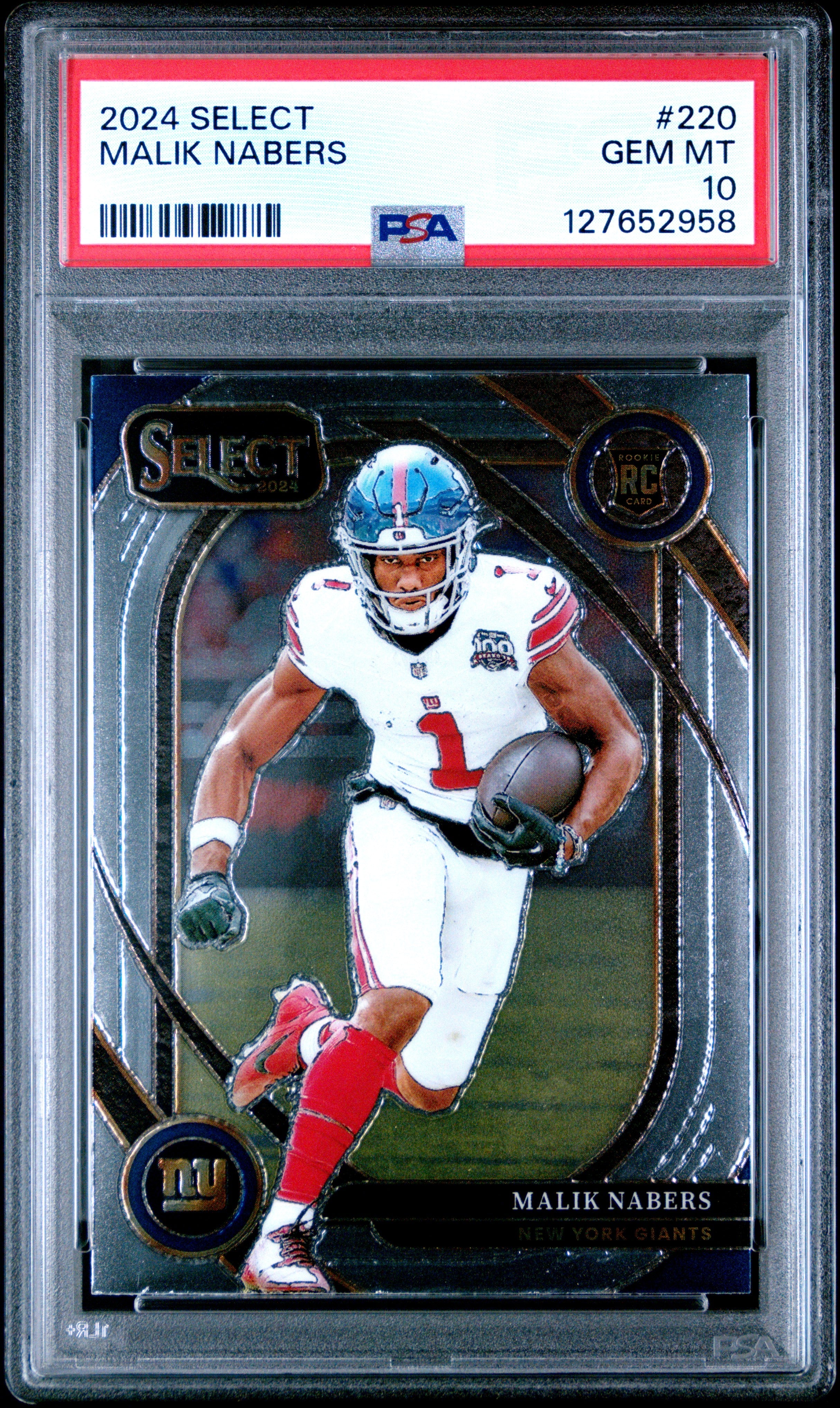 Graded 2024 Panini Select Malik Nabers #220 Rookie RC Football Card PSA 10 Gem Mint