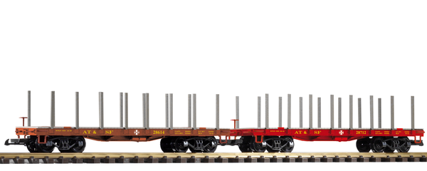 PIKO 38773 G Scale SF Flatcar w/Stakes, 2-Pack