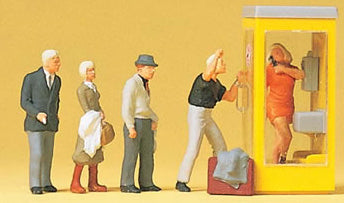 Preiser 10523 HO Scale Pedestians -- Waiting Persons At The Telephone Booth
