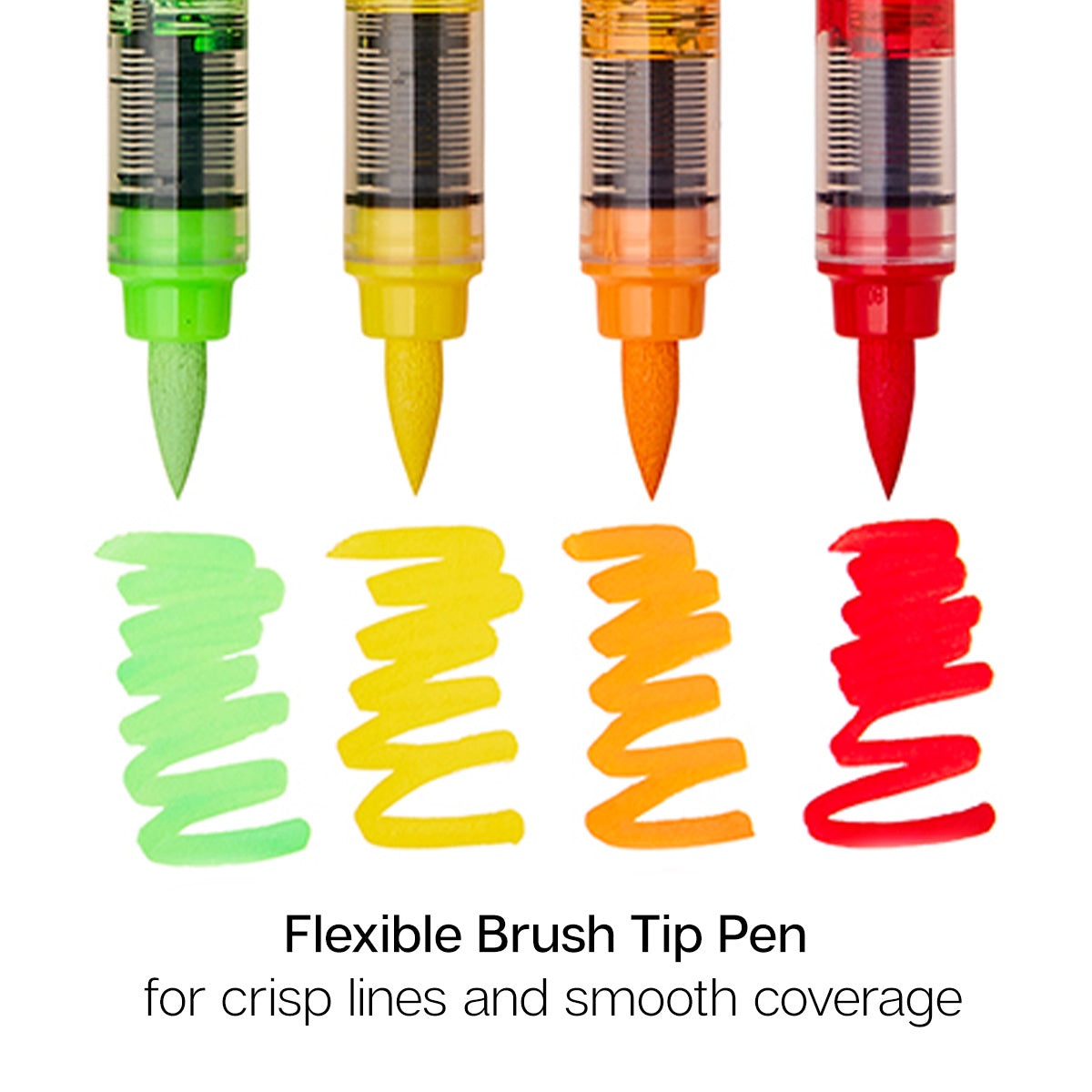 Acrylic Brush Tip Pens 12 Bright Colors