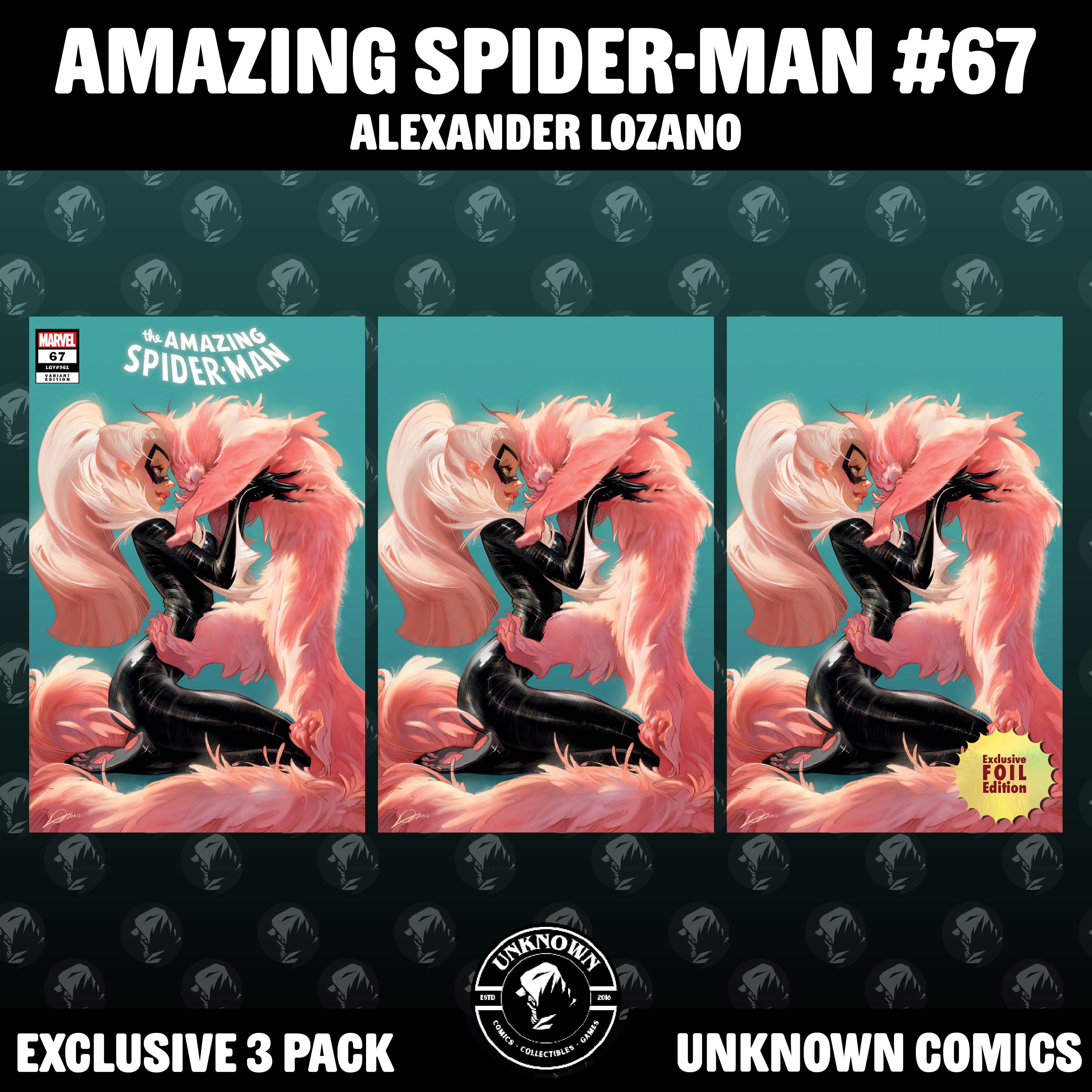 [3 PACK] Amazing Spider-man #67 Unknown Comic Alexander Lozano Exclusive Var (02/12/2025)