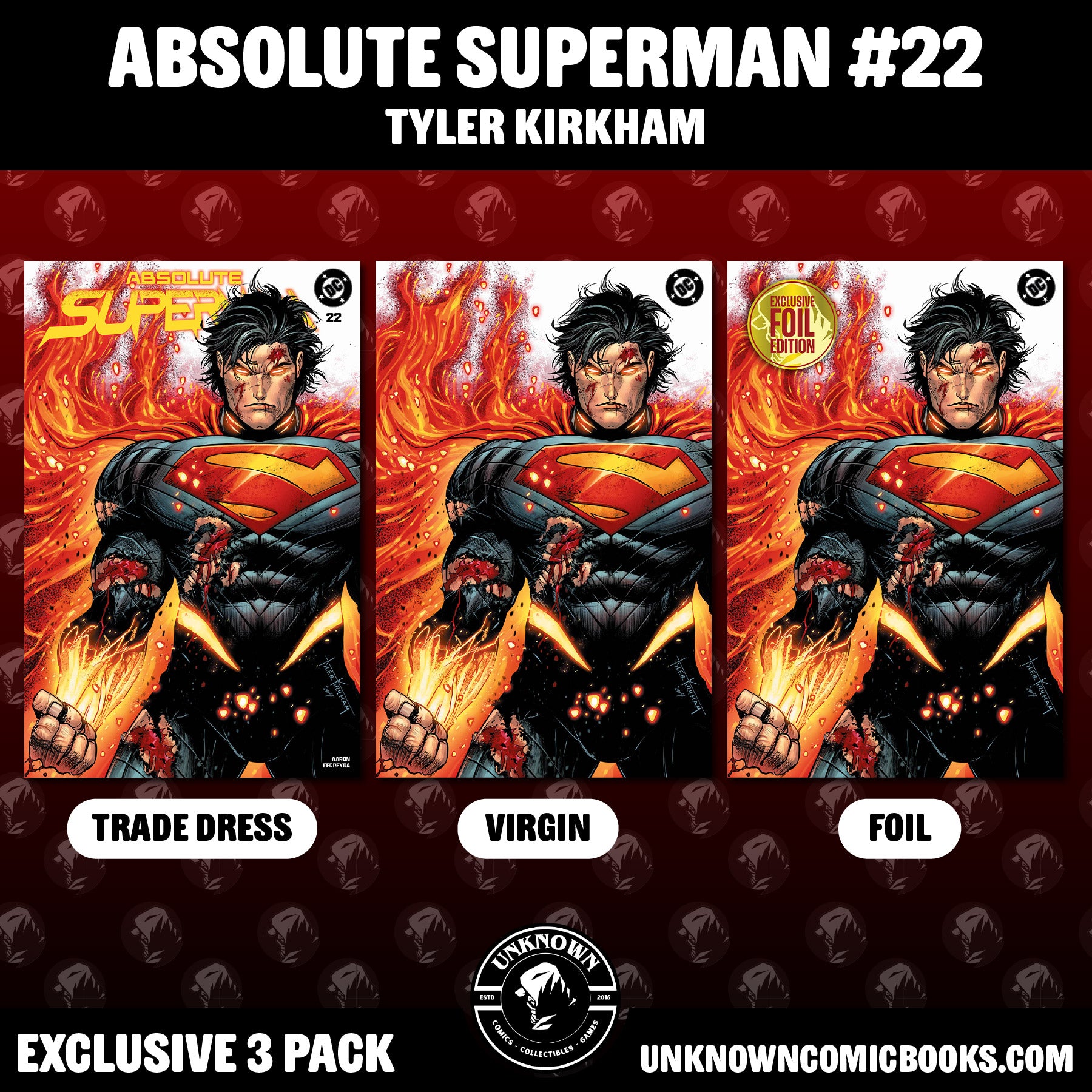 [3 PACK] ABSOLUTE SUPERMAN #22 TYLER KIRKHAM BATTLE DAMAGED (08/05/2026)