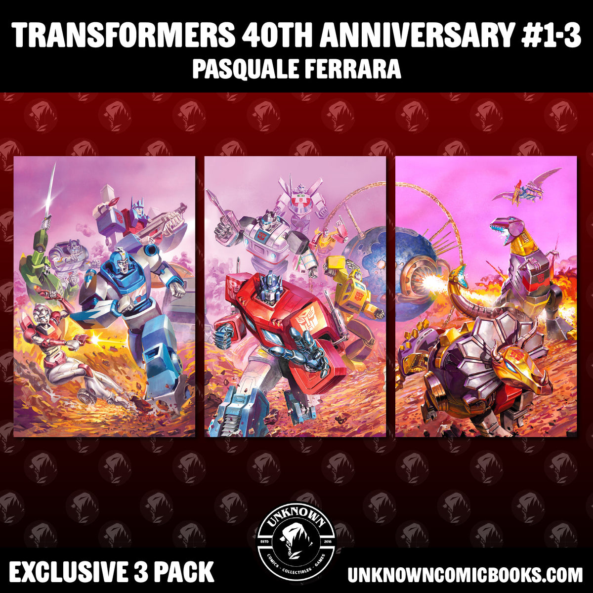 [3 PACK] TRANSFORMERS THE MOVIE 40TH ANNIVERSARY EDITION #1, #2, & #3 PASQUALE FERRARA CONVENTION EXCLUSIVE VIRGIN VAR (08/05/2026)