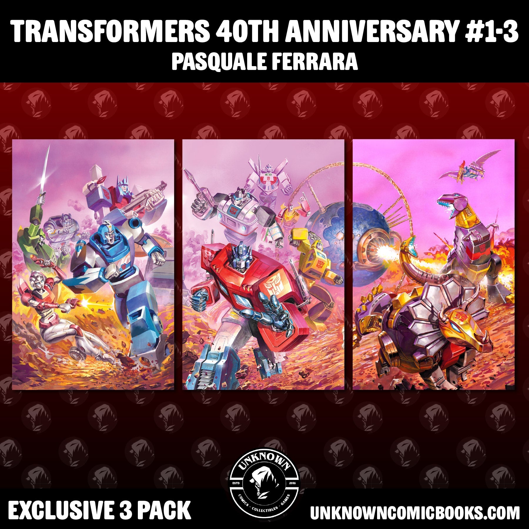 [Signed by Pasquale Ferrara] TRANSFORMERS THE MOVE 40TH ANNIVERSARY EDITION #1, #2 & #3 PASQUALE FERRARA CONVENTION EXCLUSIVE VIRGIN VAR (01/27/2027)