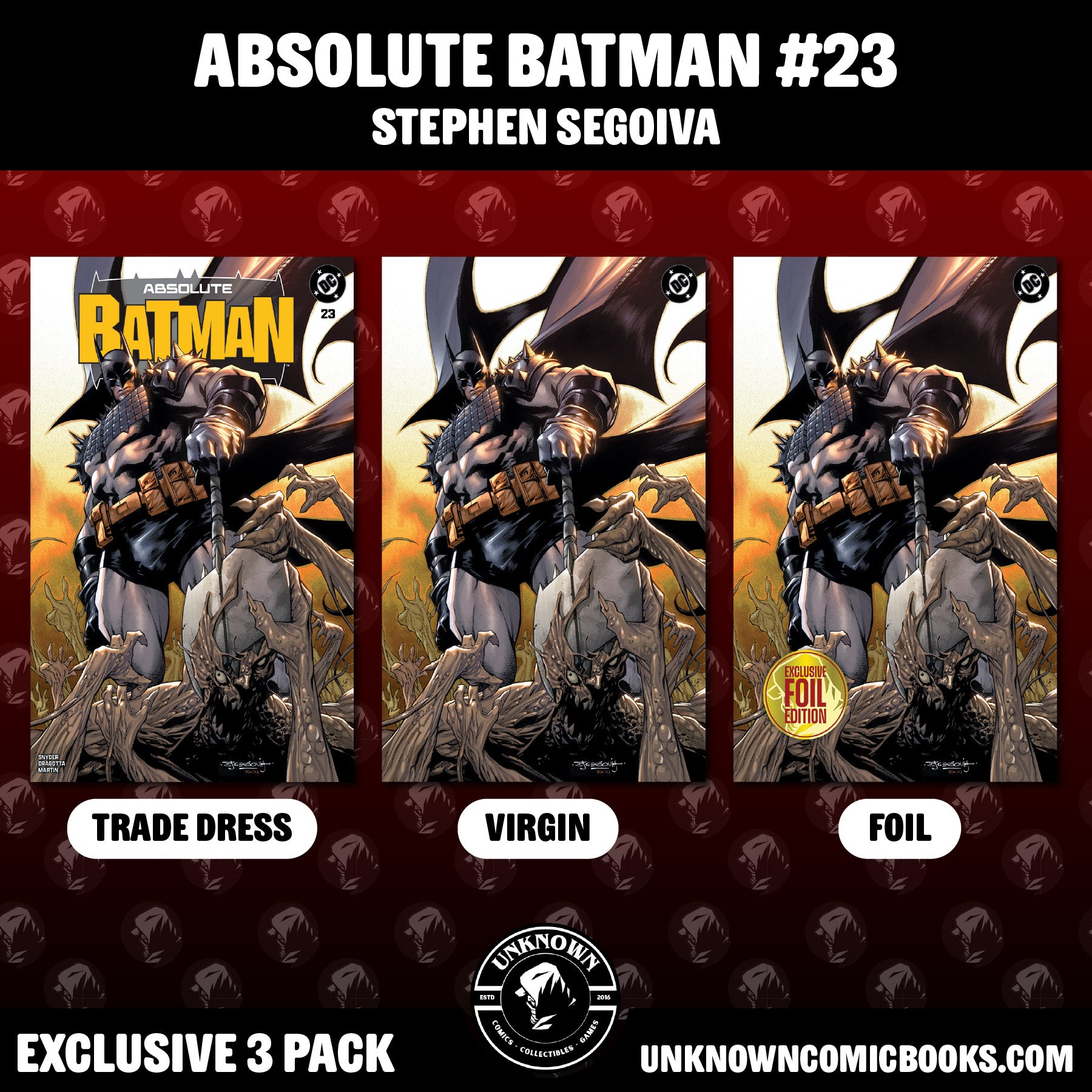 [3 PACK] ABSOLUTE BATMAN #23 STEPHEN SEGOVIA EXCLUSIVE VAR (08/12/2026)