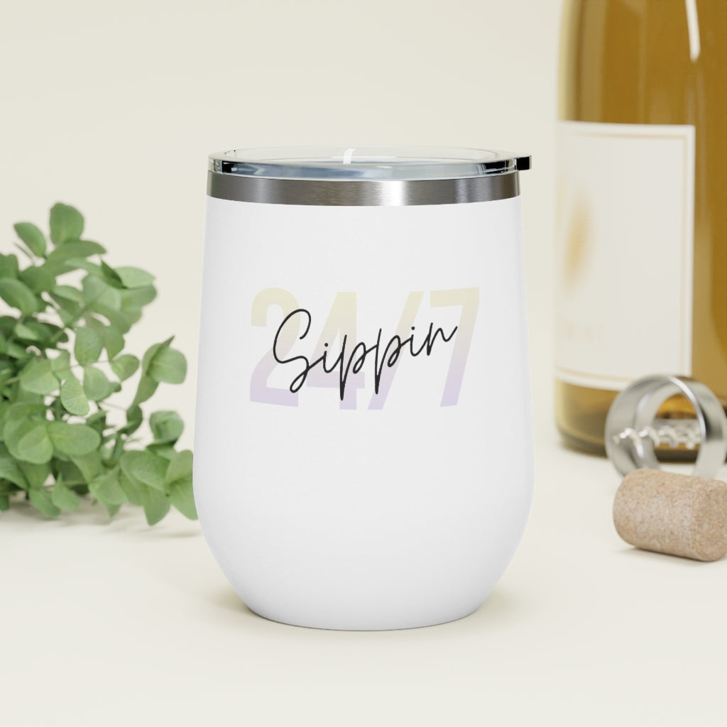 Sippin Insulated Wine Tumbler 12oz for Hot or Cold Liquid
