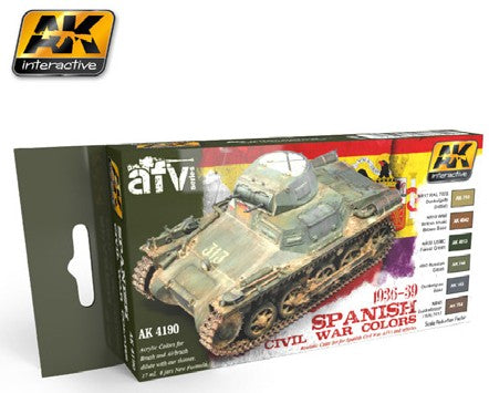 AK Interactive 4190 AFV Series: Spanish Civil War 1936-1939 Acrylic Paint Set (6