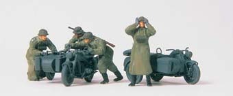 Preiser 16580 HO Scale Former German Army WWII Motorcycle Troops (Plastic Kit)