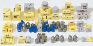 Preiser 17100 HO Scale Cargo Kit -- Assorted Crates, Boxes, Sacks & More pkg(90)