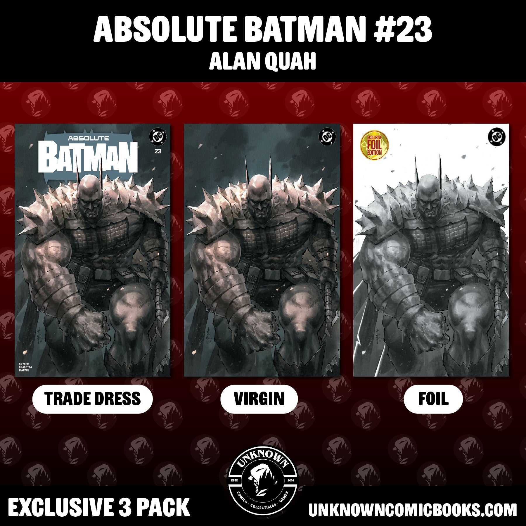 [3 PACK] ABSOLUTE BATMAN #23 ALAN QUAH WRAPAROUND EXCLUSIVE VAR (08/12/2026)