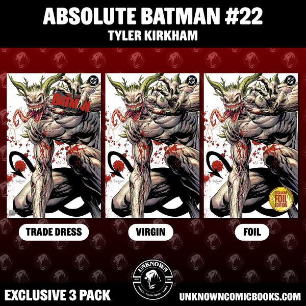 3 PACK] ABSOLUTE BATMAN #22 TYLER KIRKHAM EXCLUSIVE JOKER BATTLE DAMA