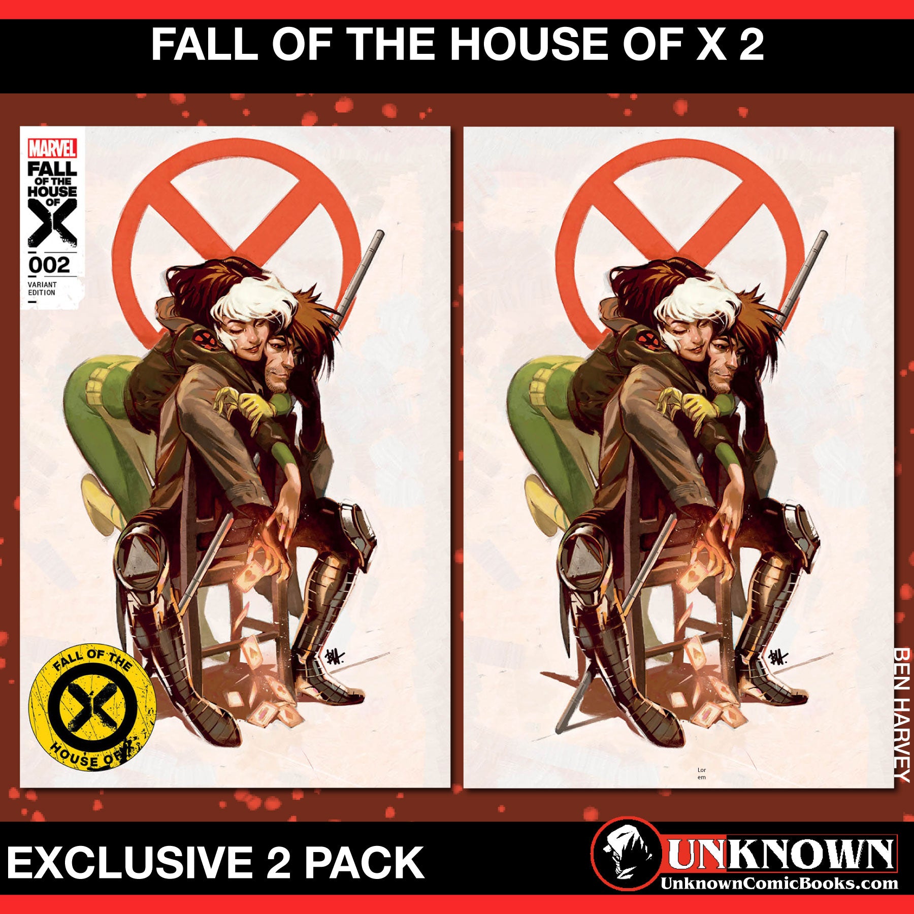 [2 PACK] FALL OF THE HOUSE OF X 2 UNKNOWN COMICS BEN HARVEY EXCLUSIVE VAR [FHX] (02/14/2024)