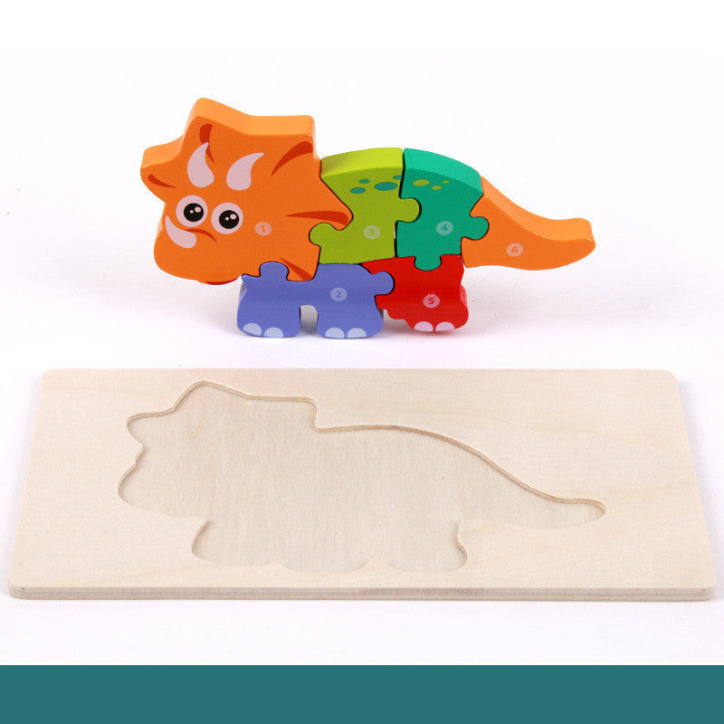 Wooden 3D Dinosaur Puzzle – Montessori Educational Toy for Kids