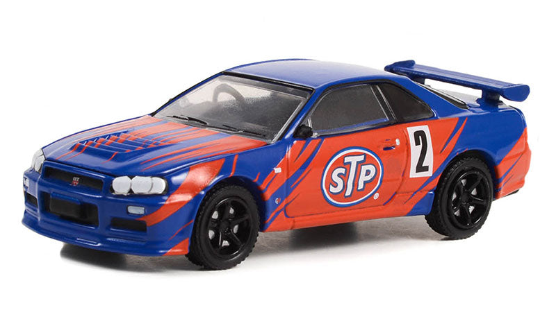 Greenlight 41150-D 1/64 Scale STP - 2002 Nissan Skyline GT-R R34 Running