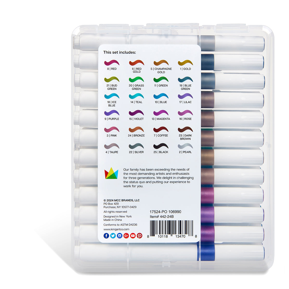 Acrylic Brush Tip Markers 24 Metallic Colors