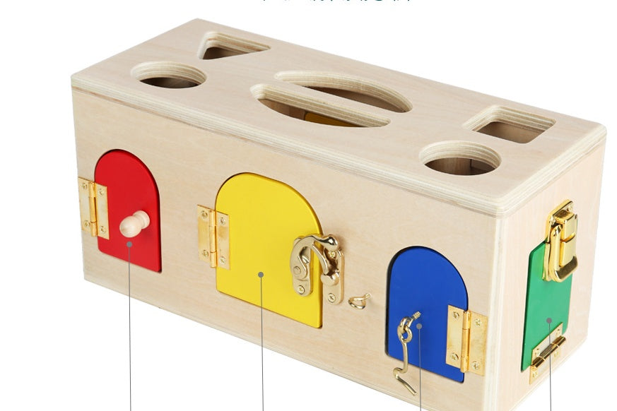 Wooden Shape Sorting Lock Box – Educational Toy for Preschool Kids