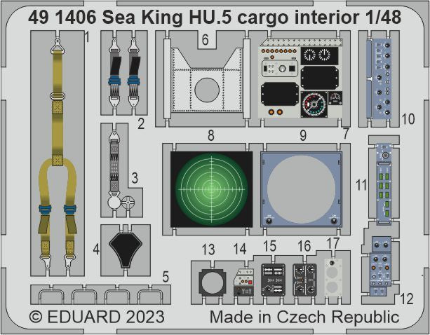 Eduard 491406 1/48 Aircraft- Sea King HU5 Cargo Interior for ARX (Painted)