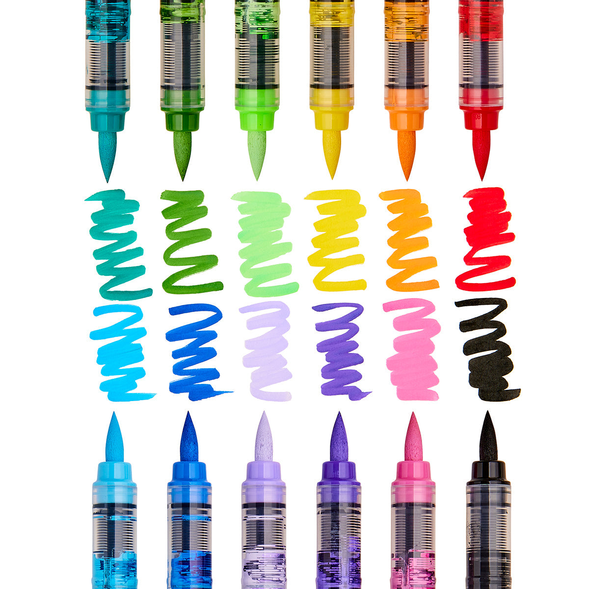 Acrylic Brush Tip Pens 12 Bright Colors