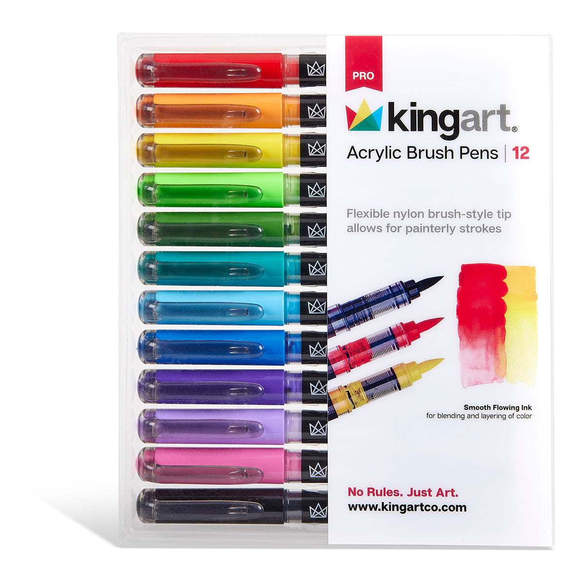 Acrylic Brush Tip Pens 12 Bright Colors