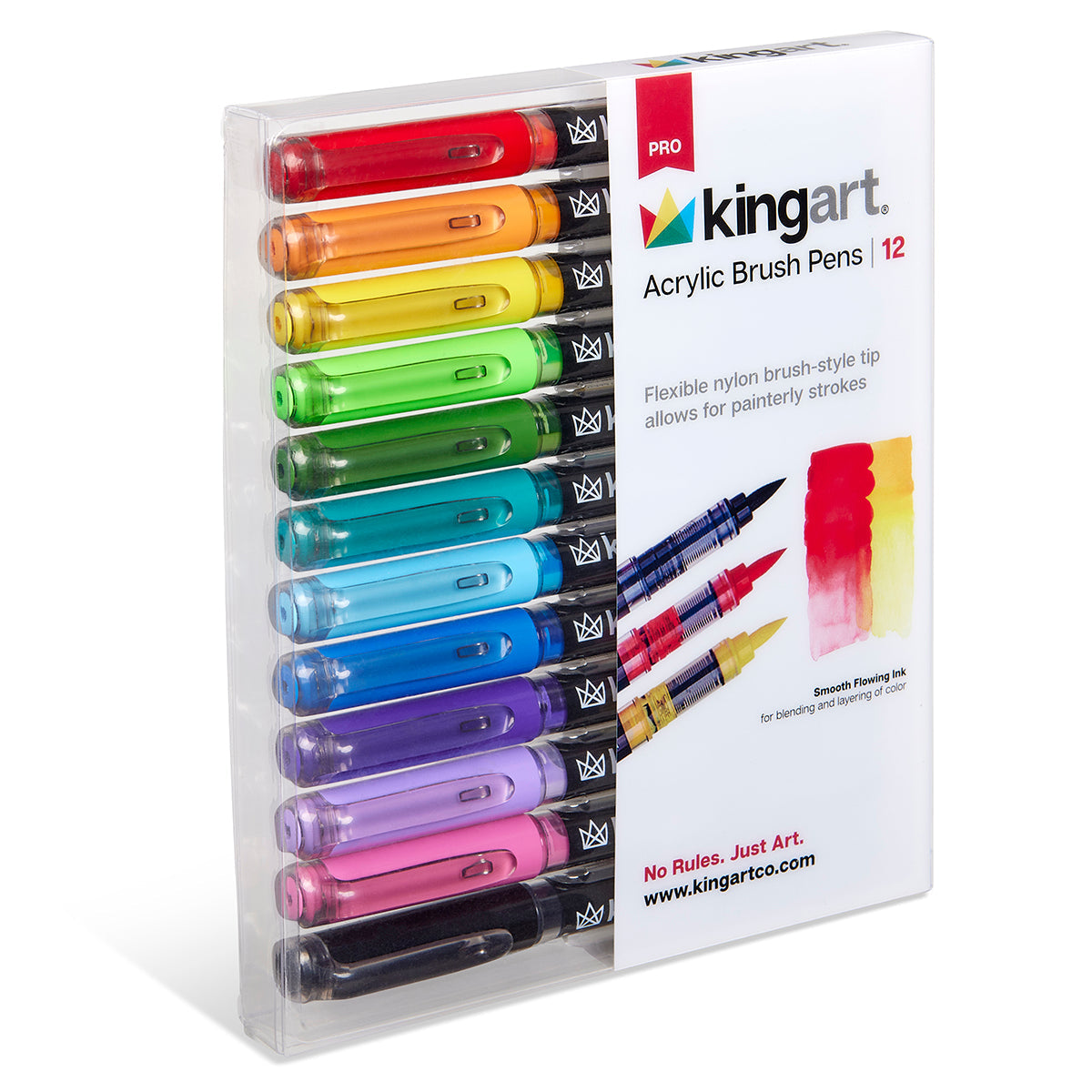 Acrylic Brush Tip Pens 12 Bright Colors