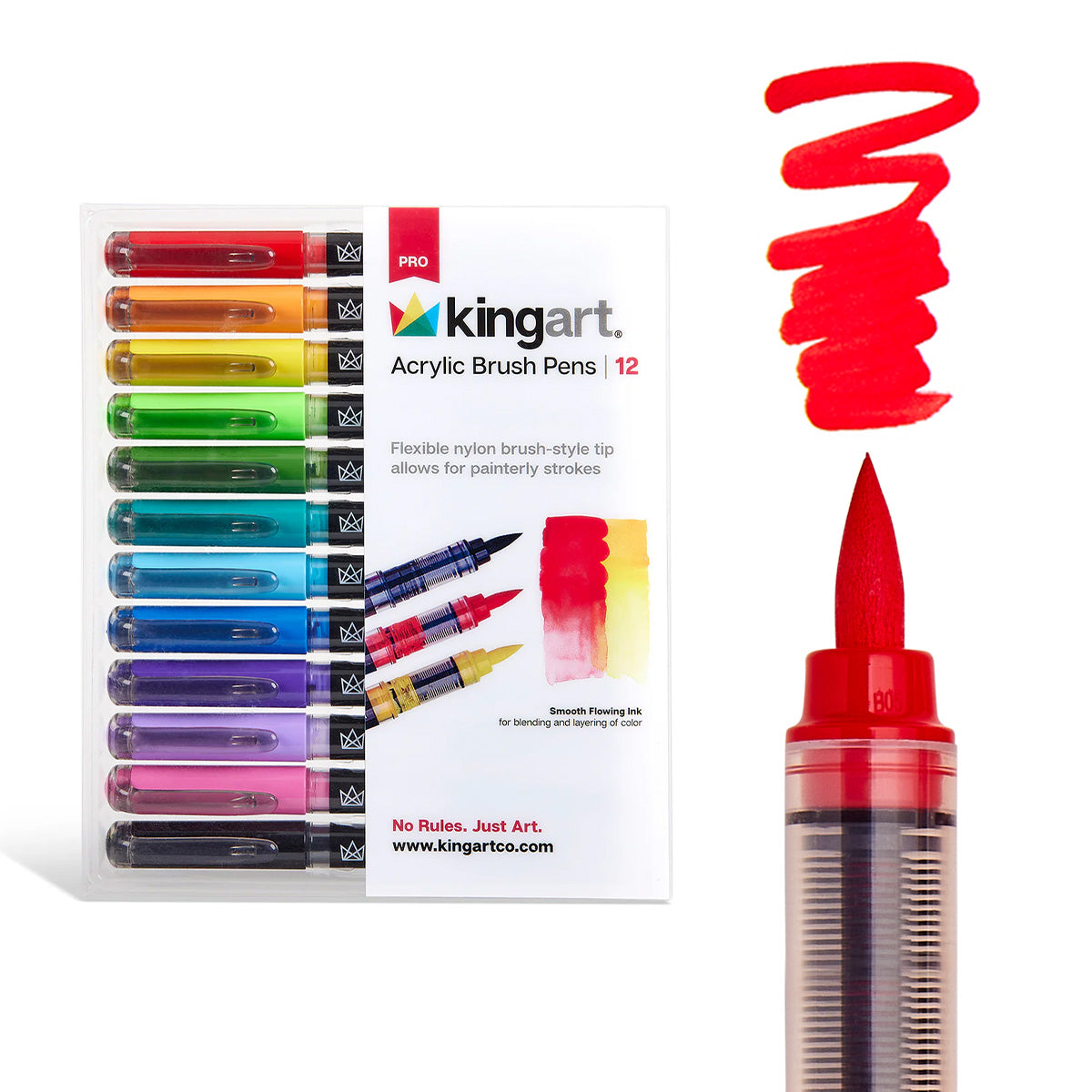 Acrylic Brush Tip Pens 12 Bright Colors