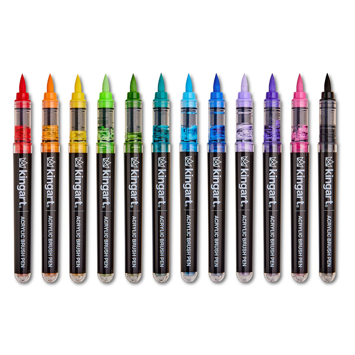 Acrylic Brush Tip Pens 12 Bright Colors
