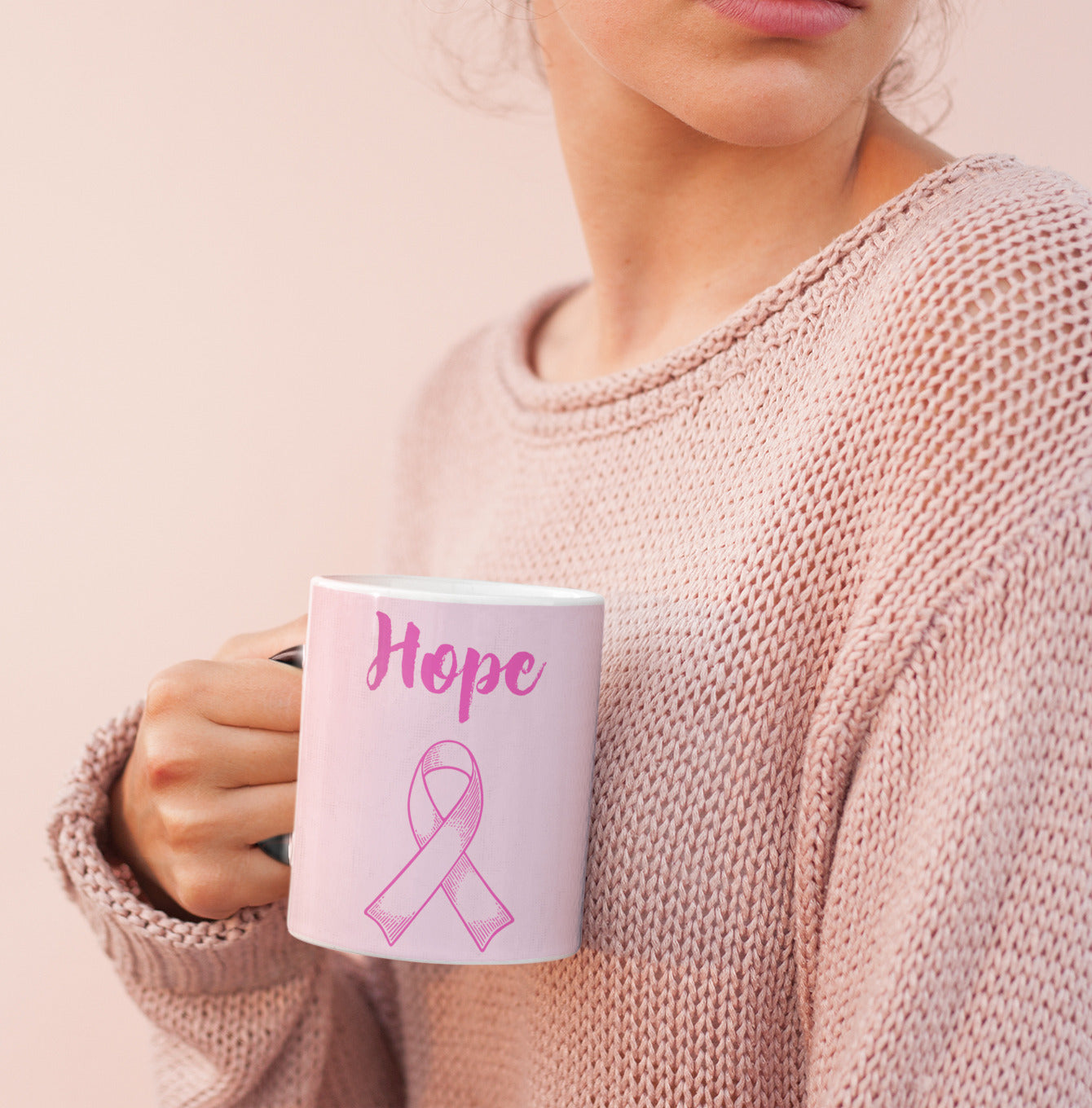 Pink Ribbon Hope Theme Magical Heat Sensitive Color Changing Mug