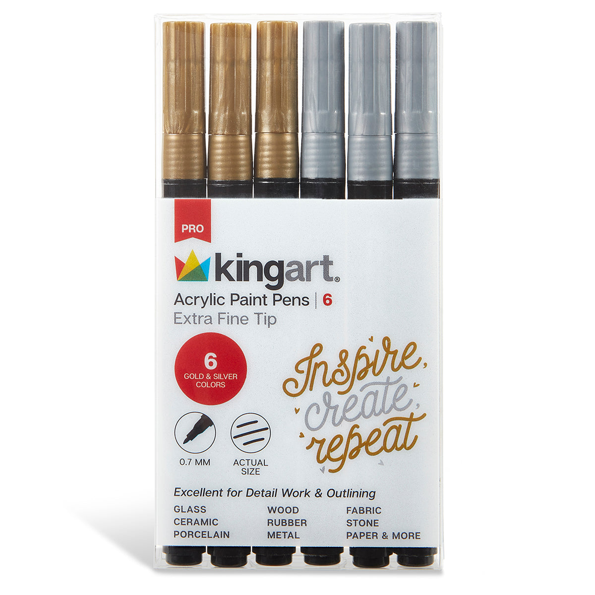 Acrylic Paint Pens Extra Fine Silver & Gold 6 pc
