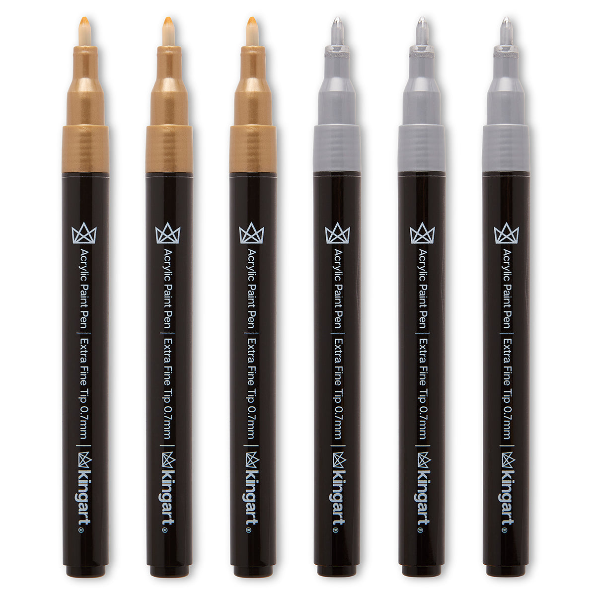 Acrylic Paint Pens Extra Fine Silver & Gold 6 pc