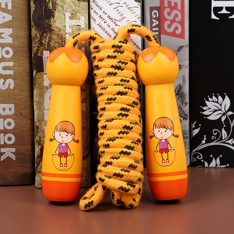 Wooden Skipping Rope for Kids – Fun Fitness Toy with Cute Cartoon Handles