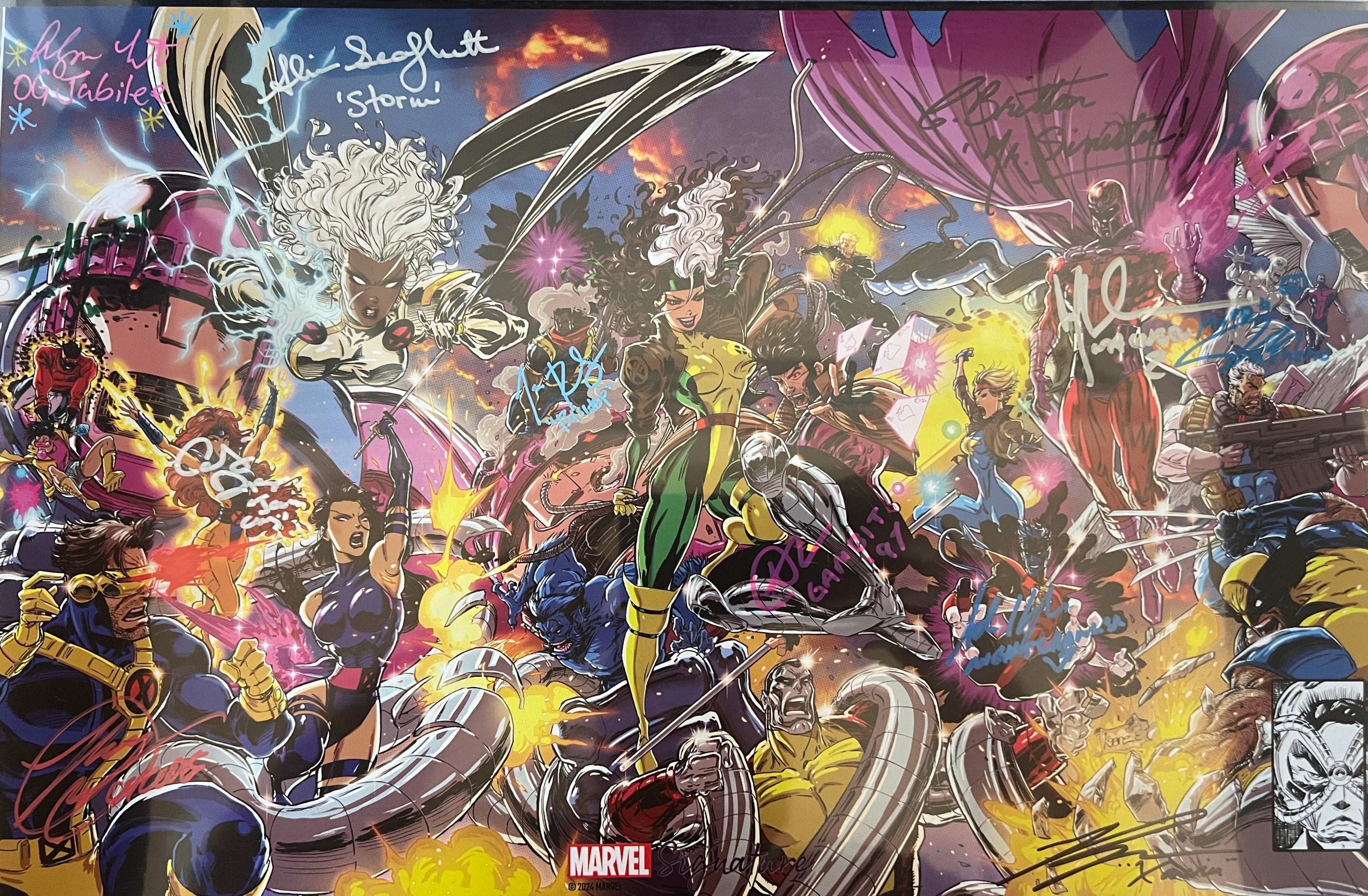 [12 TIMES SIGNED X-MEN VA CAST] 11 X 17 ART PRINT KAARE ANDREWS SENTINEL BATTLE X-MEN  [IN STOCK]