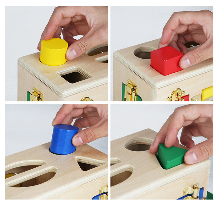 Wooden Shape Sorting Lock Box – Educational Toy for Preschool Kids