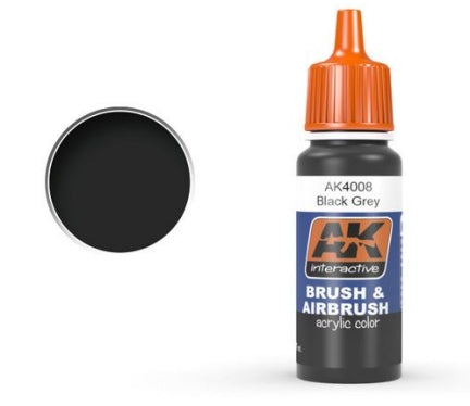 AK Interactive 4008 Black Grey Acrylic Paint 17ml Bottle (D)