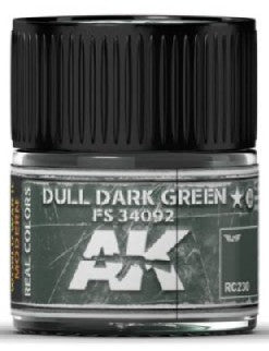 AK Interactive RC230 Real Colors: Dull Dark Green FS34092 Acrylic Lacquer Paint 10ml Bottle