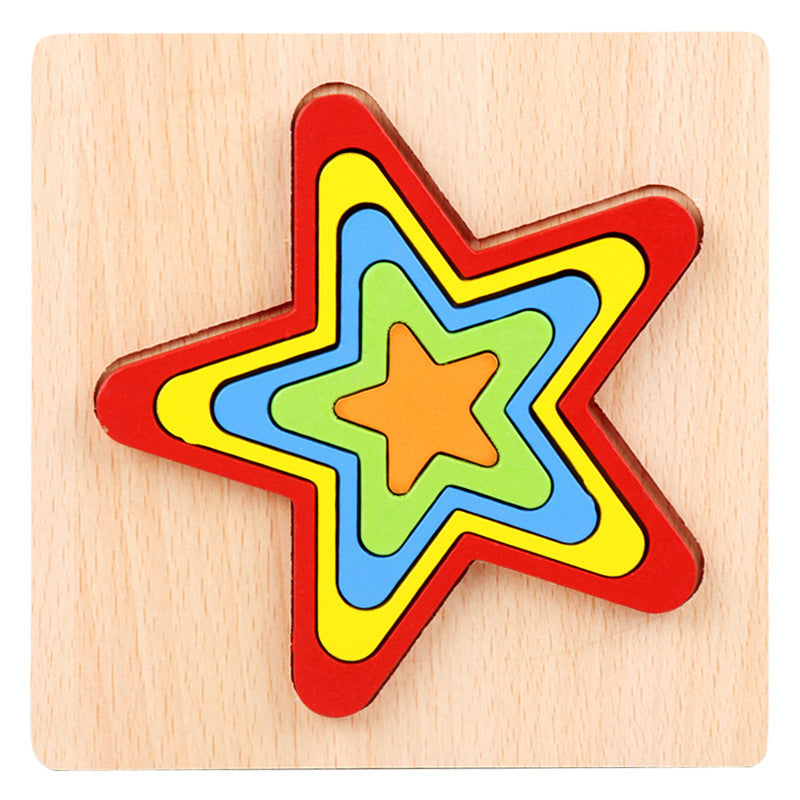 Wooden Geometric Shape Puzzle – Educational Cognitive Toy for Kids