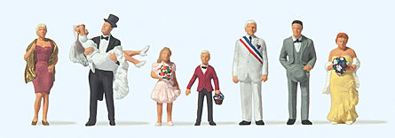 Preiser 10790 HO Scale Wedding Couple with Guests -- pkg(8)