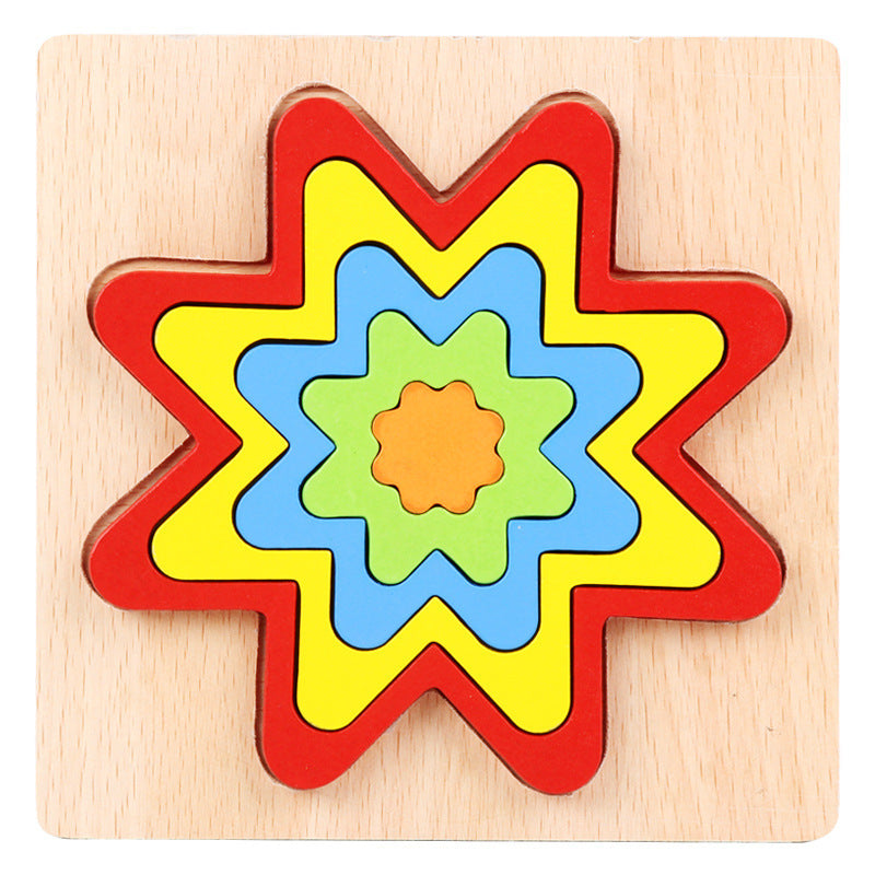 Wooden Geometric Shape Puzzle – Educational Cognitive Toy for Kids
