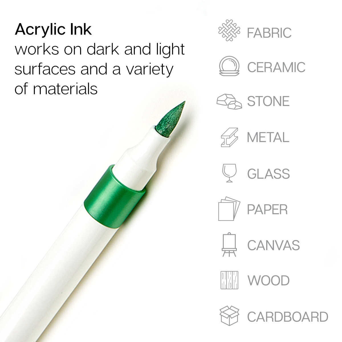 Acrylic Paint Markers, Brush Tip 24 Metallic Colors