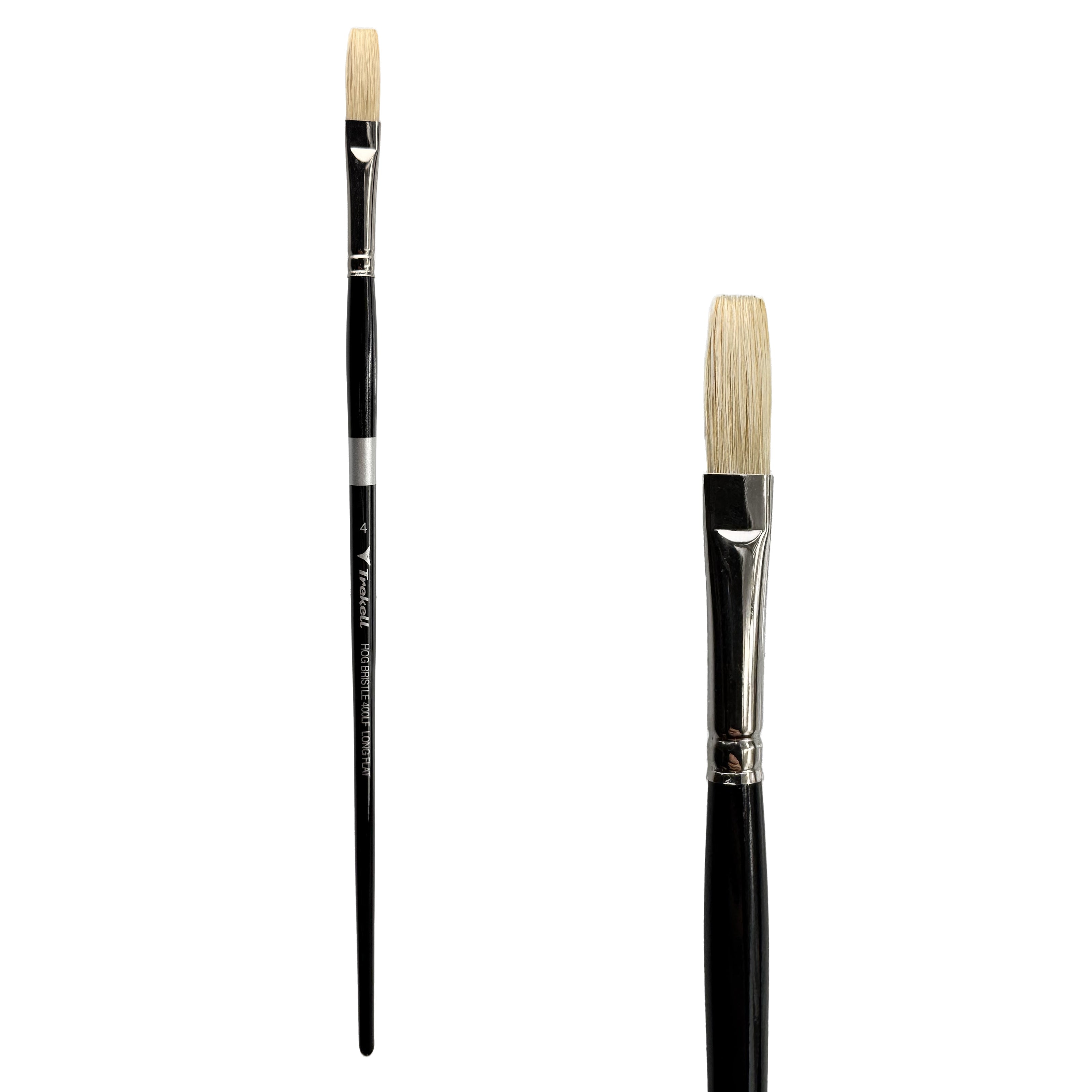 Trekell Hog Bristle Long Handle Artist Brush - Size #4 Long Flat